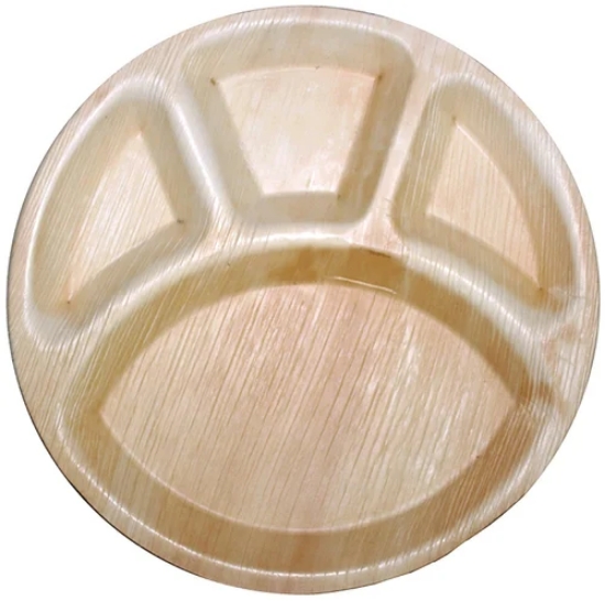 Picture of Areca Palm Leaf Plates - Round with Compartments [12 inch - 10 pack]