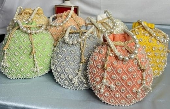 Picture of Pearl work potli bags (set of 5 pcs)